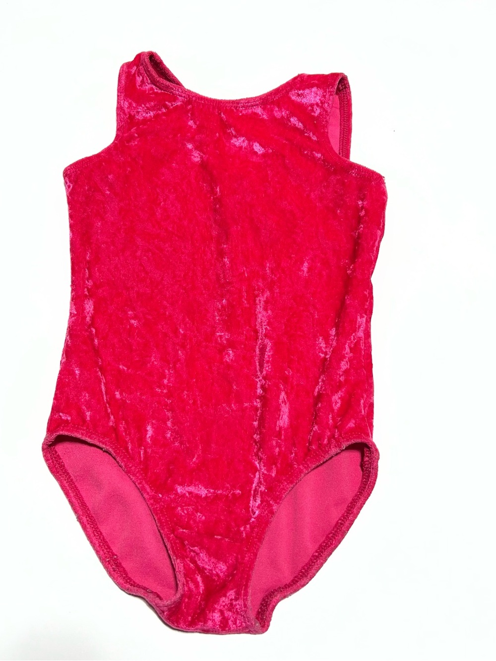 Danskin Girls' Hot Pink crushed Velvet One-Piece Bodysuit Girls Small 4-6